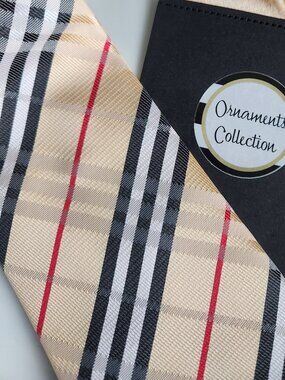 SILK Necktie in GOLD B & W plaid NEW Mens Classic Equestrian Professional